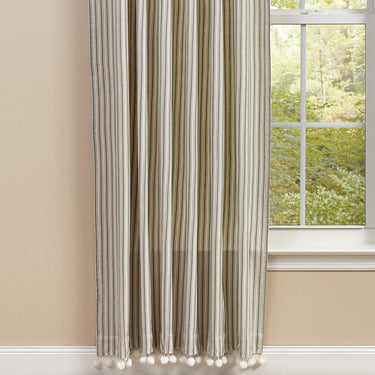 Ticking With Ball Fringe Single Panel - 56x84 - Park Designs - The Fox Decor